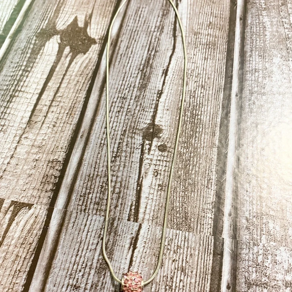 Pink Rhinestones Beaded Circle Sterling Necklace - Picture 5 of 7